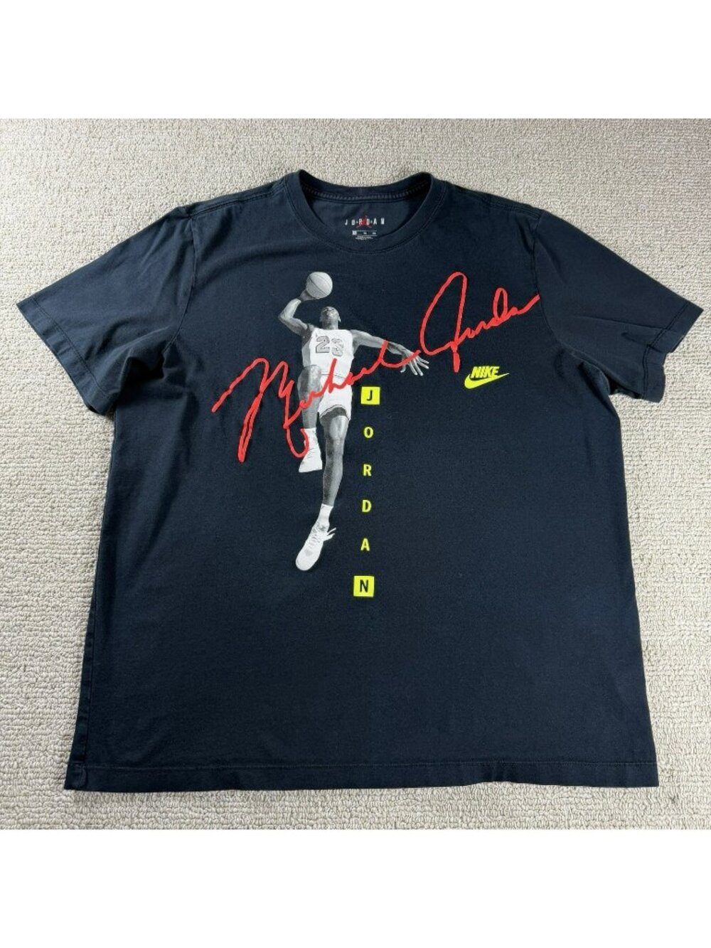 Nike Air Jordan Photo Signature Graphic Print T-Shirt Black Men’s Size XL